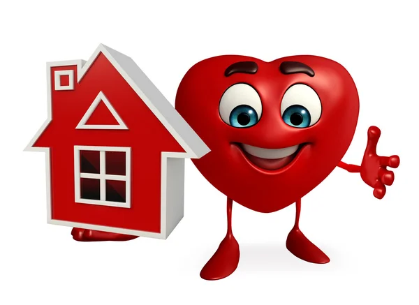 Heart Shape character with home — Stock Photo, Image