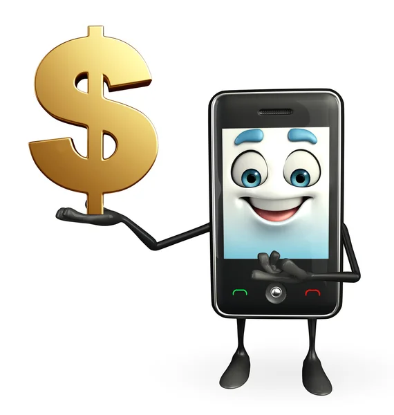 Personagem móvel com sinal de dólar — Fotografia de Stock