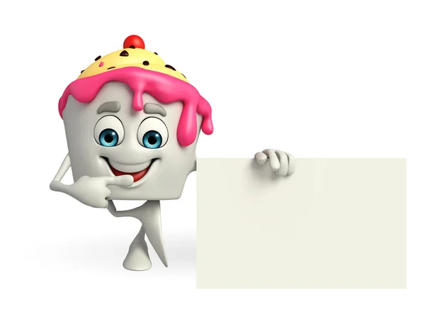 Ice Cream character with sign — Stock Photo, Image