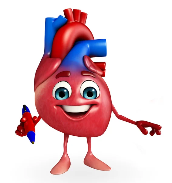 Heart character with pen — Stock Photo, Image