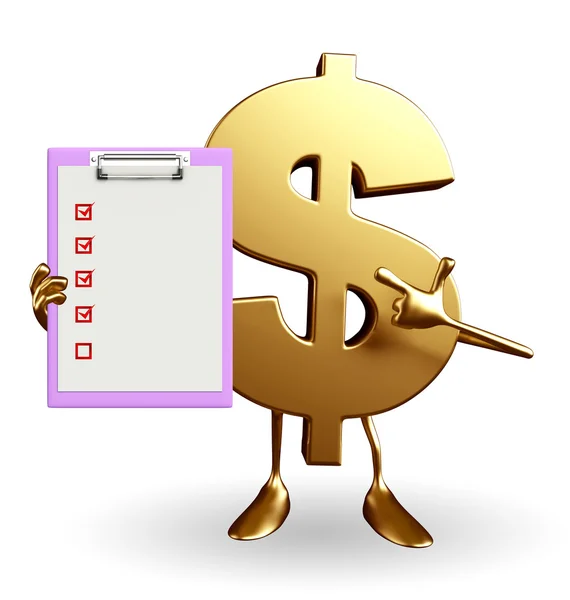 Dollar Character with notepad — Stock Photo, Image