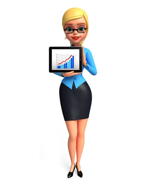 Young office girl with business graph — Stock Photo, Image