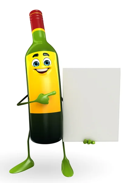 Vinflaska karaktär med tecken — Stockfoto