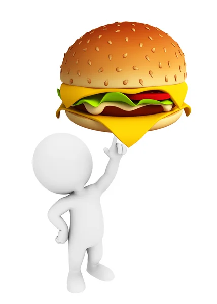 White character with burger — Stock Photo, Image