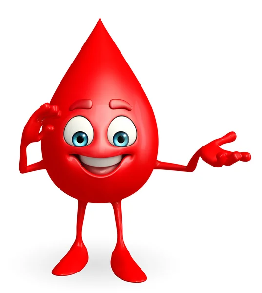 Blood Drop Character with salute pose — Stock Photo, Image