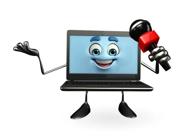 Personagem de laptop com microfone — Fotografia de Stock