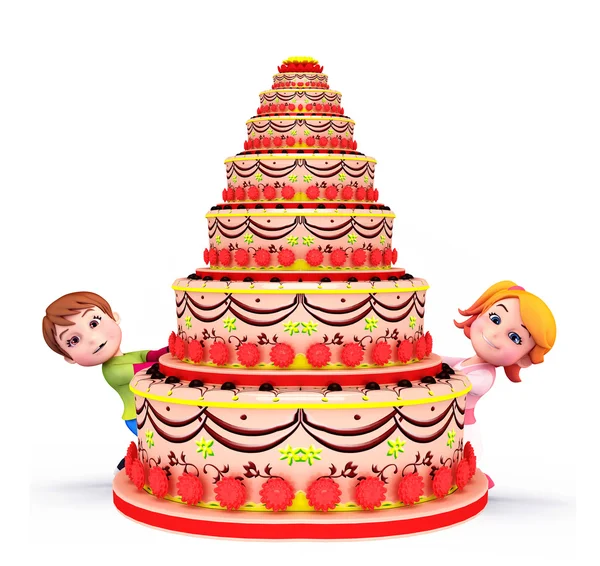 Enfants mignons avec gâteau — Photo