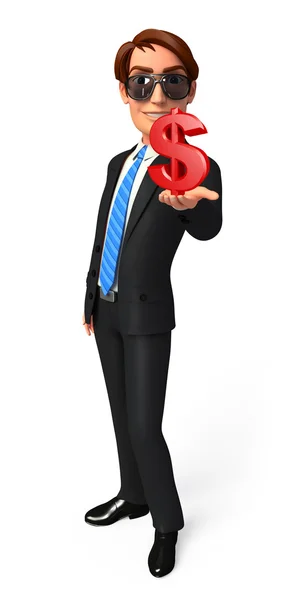 Young Business Man with dollar sign — Stock Photo, Image