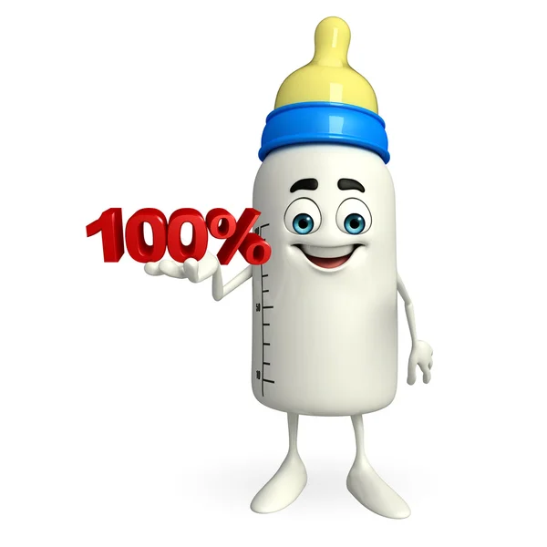 Baby Bottle character with Percentage — Stock Photo, Image