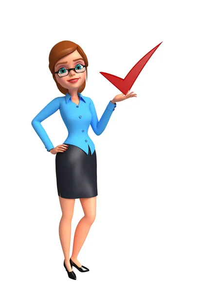Young Business Woman with right sign — Stock Photo, Image
