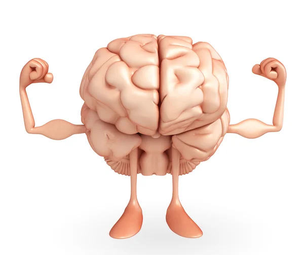 Personagem cerebral com postura de musculação — Fotografia de Stock