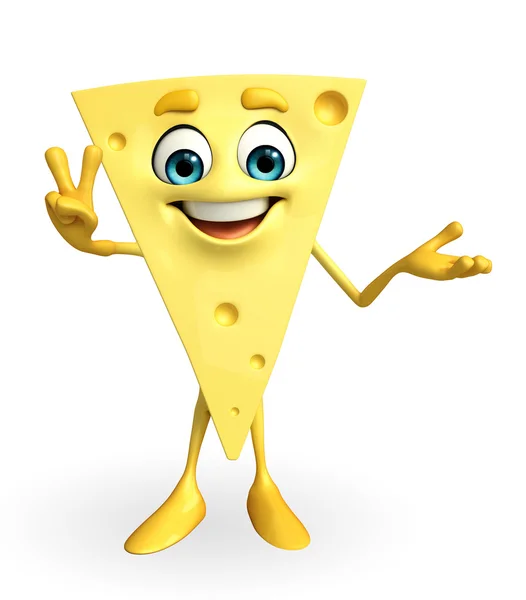 Cheese Character with victory sign — Stock Photo, Image