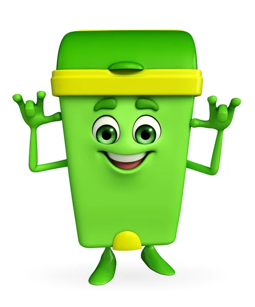 Carácter Dustbin con la pose burlas — Foto de Stock