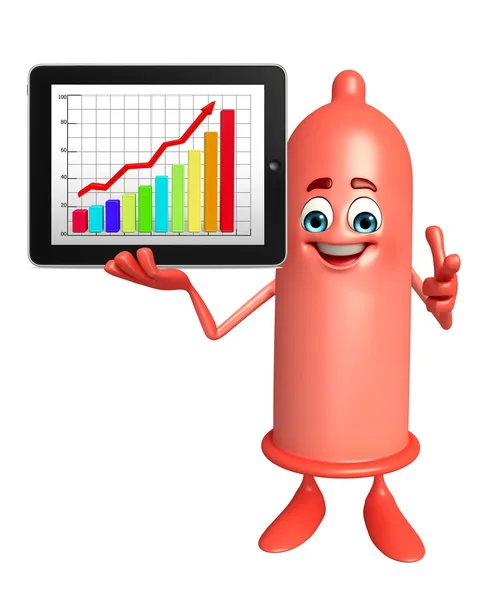 Condoom karakter met zakelijke grafiek — Stockfoto
