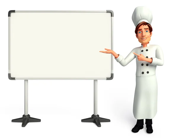 Young chef with display board — Stock Photo, Image