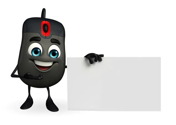 Computer Mouse Character with sign — Zdjęcie stockowe