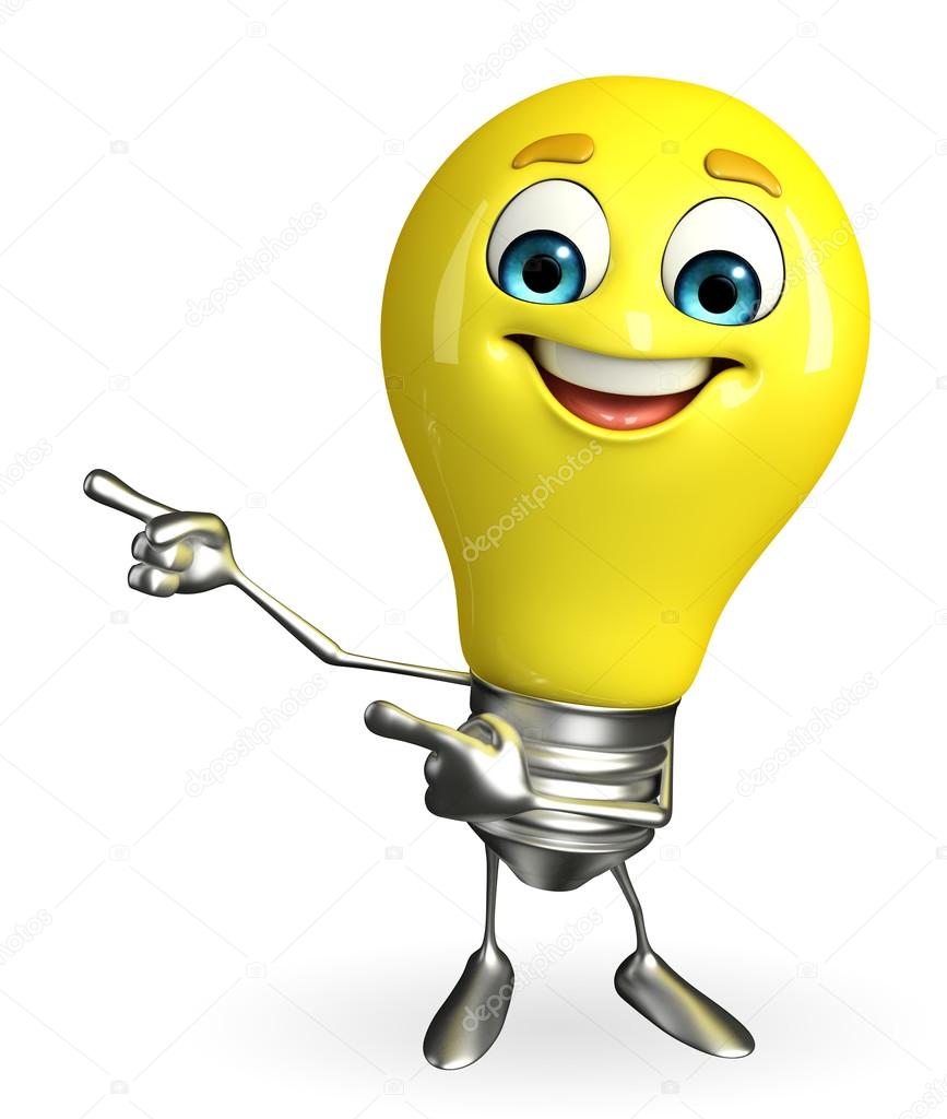 Light Bulb Character with pointing pose