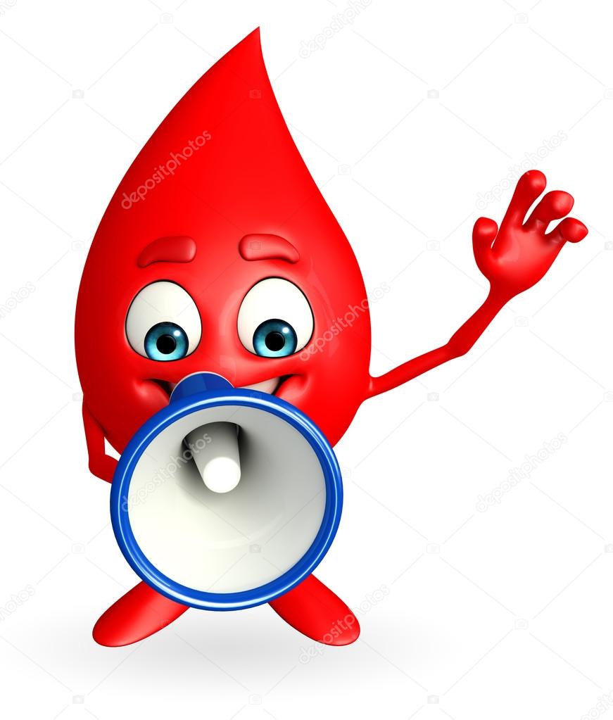 Blood Drop Character with loudspeaker