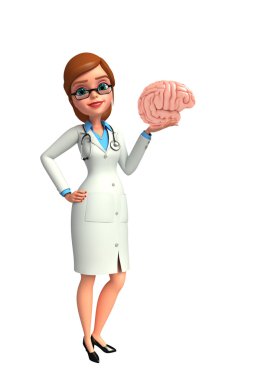 genç bir doktor ile beyin anatomisi