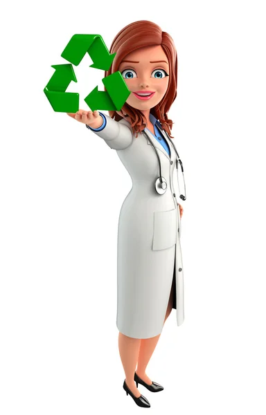 Jeune médecin avec icône de recyclage — Photo