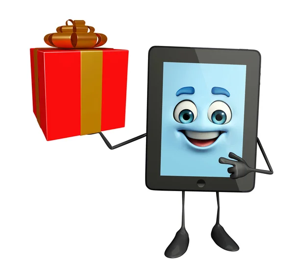 Tab Character with gift box — Stock Photo, Image