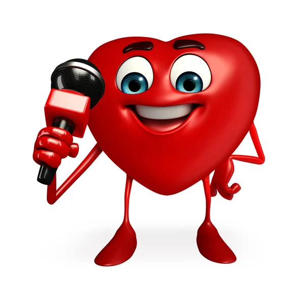 Heart Shape character with mike — Stock Photo, Image