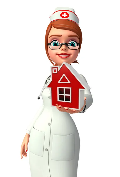 Młoda pielęgniarka z domu — Zdjęcie stockowe