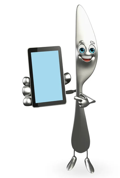 Knife character with mobile — Stock Photo, Image