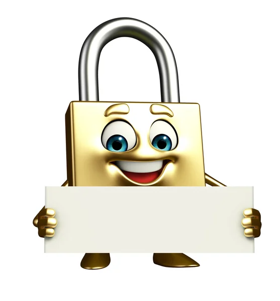 Lock Character with sign — Stock Photo, Image