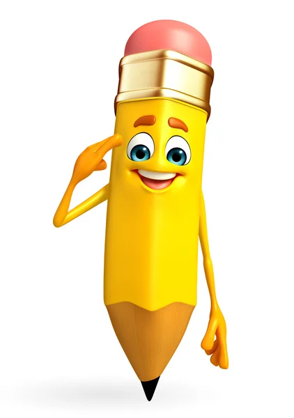 Pencil Character is Salute pose — Stock Photo, Image