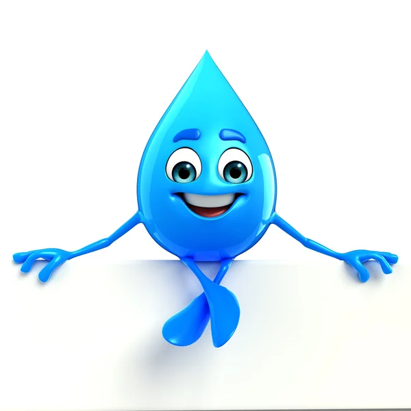 Personagem de gota de água com sinal — Fotografia de Stock