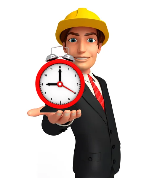 Young Business Man with table clock — Stock Photo, Image