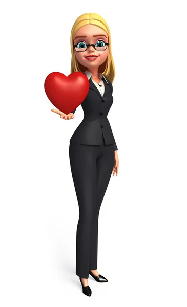 Young Business Woman with heart — Stock Photo, Image