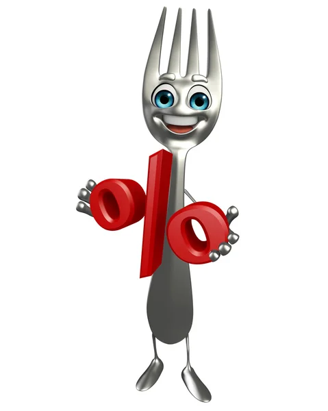 Fork character with Percentage — Stock Photo, Image