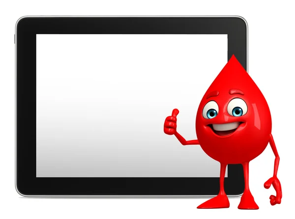 Blood Drop Character with tab — Stock Photo, Image