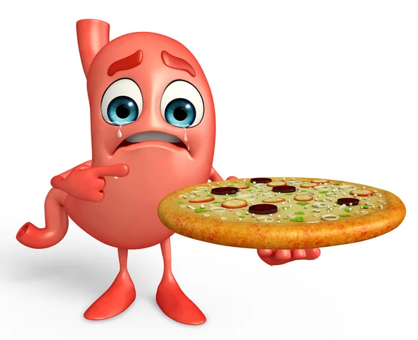 Postać z kreskówki żołądka z pizzy — Zdjęcie stockowe