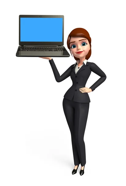 Young Business Woman with laptop — Stock Photo, Image