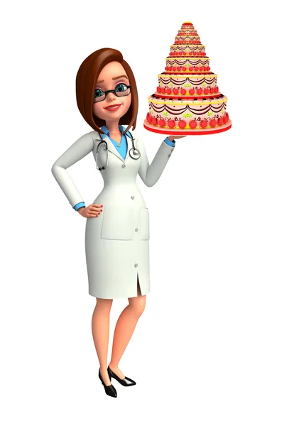 Young Doctor with cake — Stock Photo, Image