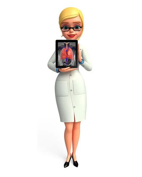 Young Doctor with lungs anatomy — Stock Photo, Image