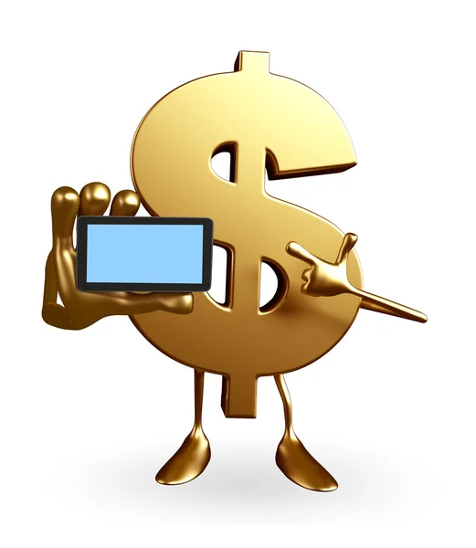 Dollar Character with mobile — Stock Photo, Image