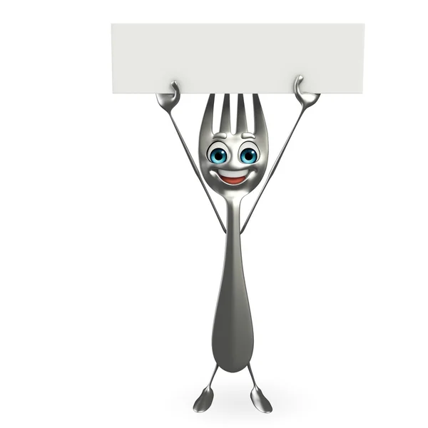 Fork character with sign — Stock Photo, Image