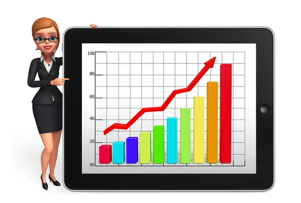 Young Business Woman with business graph — Stock Photo, Image