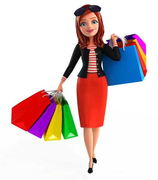 買い物袋を持つ若い企業女性 — ストック写真