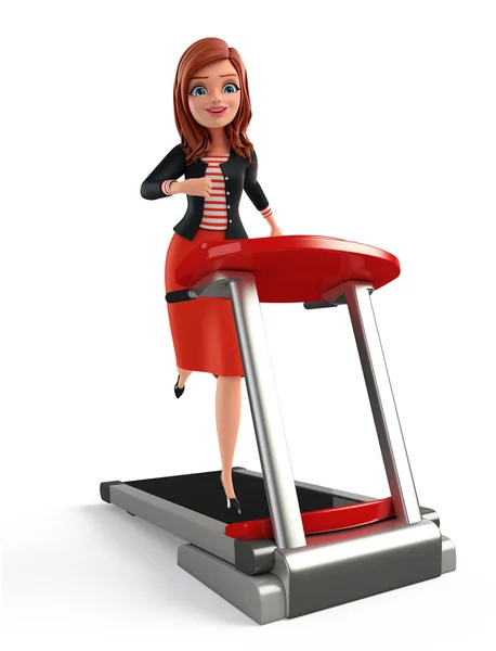 Young Corporate lady with walking machine — Stock Photo, Image