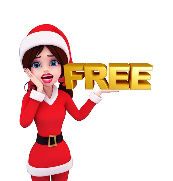 Santa Girl Character with free sign — Stock Photo, Image