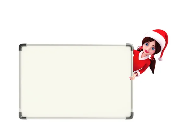 Santa Girl Character with display board — Stock Photo, Image