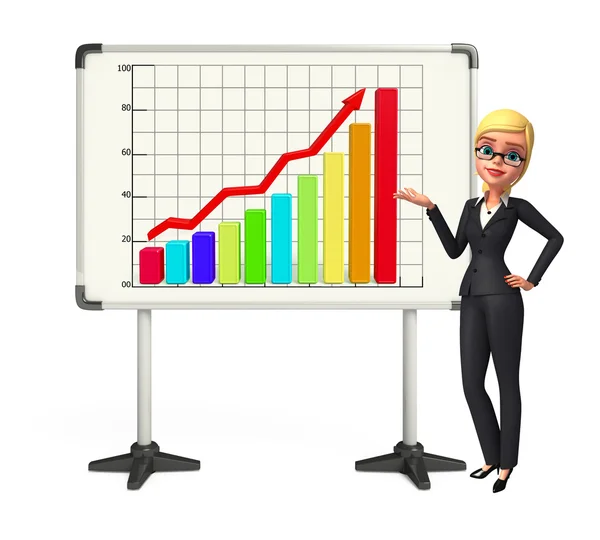 Junge Geschäftsfrau mit Geschäftsdiagramm — Stockfoto