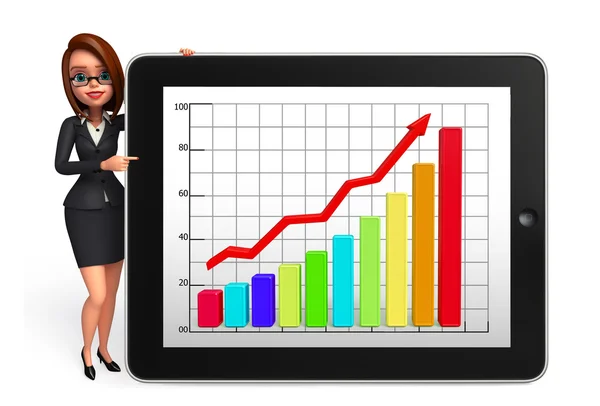 Young Business Woman with business graph — Stock Photo, Image