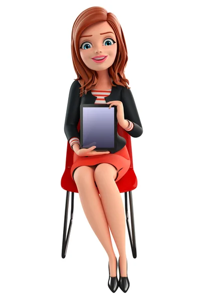 Young Corporate lady with tab — Stock Photo, Image