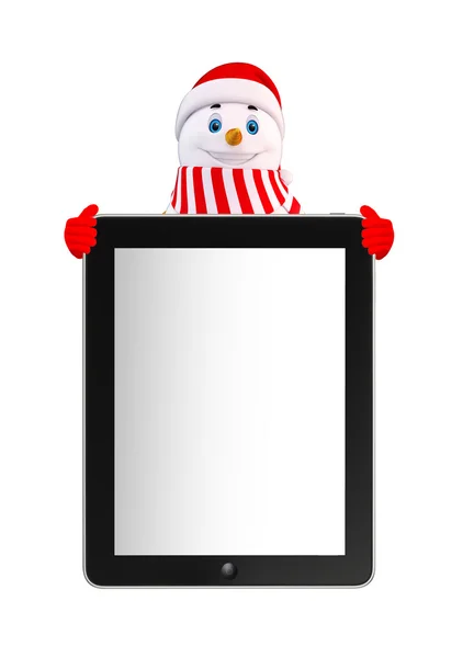 Sneeuwpop karakter met tab — Stockfoto